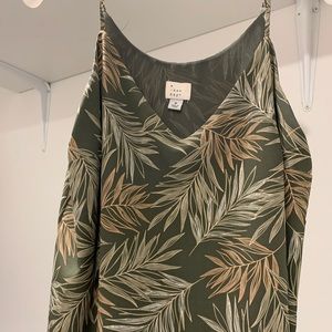 Women’s dressy tank top. Palm leaf pattern.